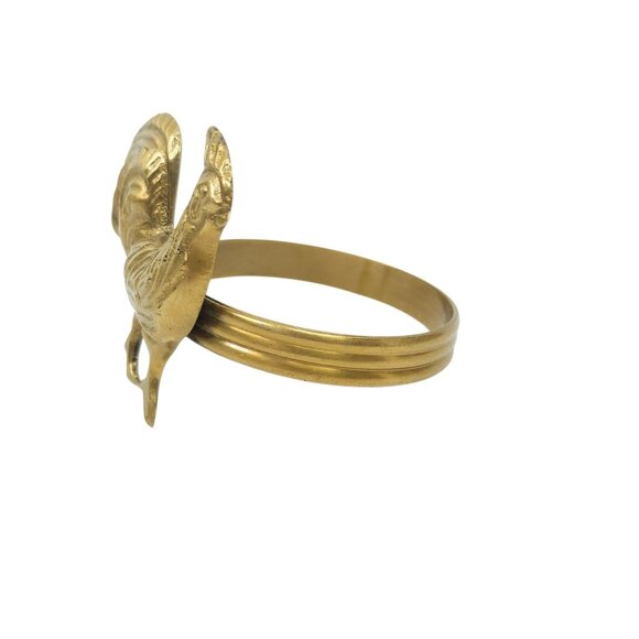Brass Rooster Napkin Rings 4 Chicken Country Farmhouse Kitchen Decor 1.5"x1.5" - Picture 3 of 12